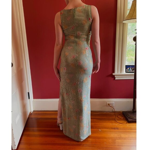 Emmanuel Ungaro Parallèle Paris Italian Made Floral Silk Sequin Full Length Gown - Picture 3 of 7